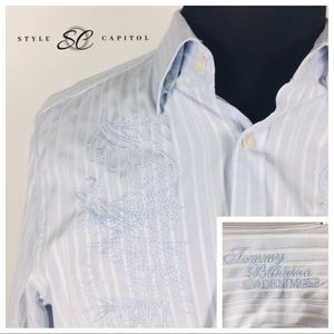 Tommy Bahama Men's Light Blue Embroidered Shirt LG